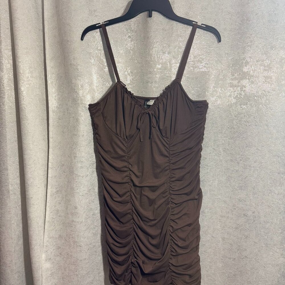 H&M Divided Brown Draped Mini Dress